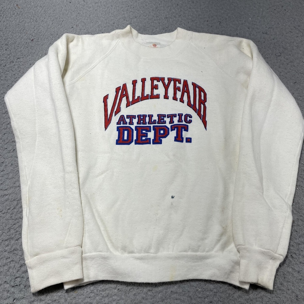 Vintage Sherry Sweatshirt Youth‎ Medium White Valleyfair Athletic Dept Fleece